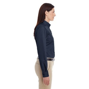 EMBROIDERED- Ladies' Foundation 100% Cotton Long-Sleeve Twill Shirt with Teflon?