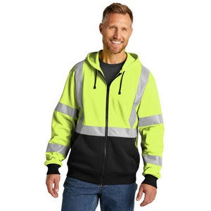 EMBROIDERED-® ANSI 107 Class 3 Heavy-Duty Fleece Full-Zip Hoodie