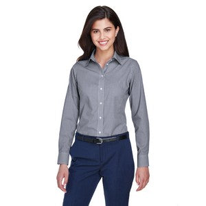 EMBROIDERED-Devon and Jones Ladies' Crown Woven Collection? Gingham Check