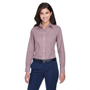 EMBROIDERED-Devon and Jones Ladies' Crown Woven Collection? Gingham Check
