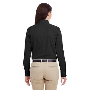 EMBROIDERED- Ladies' Foundation 100% Cotton Long-Sleeve Twill Shirt with Teflon?