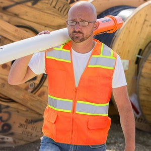 PRINTED -MAX447 - ANSI Class 2 Solid Twill 6 Pocket Safety Vest