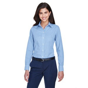 EMBROIDERED-Devon and Jones Ladies' Crown Woven Collection? Gingham Check
