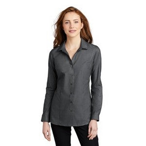 EMBROIDERED -Port Authority® Ladies Pincheck Easy Care Shirt
