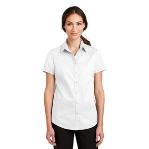 EMBROIDERED -Port Authority® SuperPro™ Short Sleeve Ladies Twill Shirt