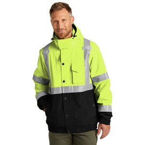 EMBROIDERED-CornerStone® ANSI 107 Class 3 Waterproof Insulated Ripstop Bomber Jacket