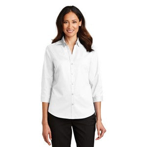 EMBROIDERED -Port Authority® SuperPro™ Ladies 3/4- Sleeve Twill Shirt