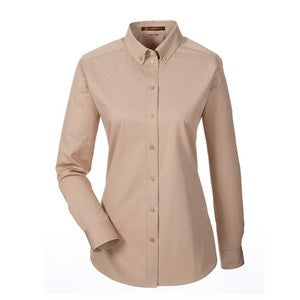 EMBROIDERED- Ladies' Foundation 100% Cotton Long-Sleeve Twill Shirt with Teflon?