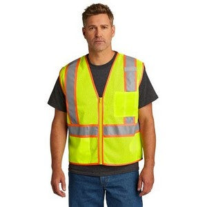 PRINTED CornerStone® ANSI 107 Class 2 Mesh Zippered Two-Tone Vest