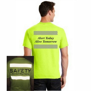 REFLECTIVE SAFETY SLOGAN T-SHIRT -- ALERT TODAY ALIVE TOMORROW