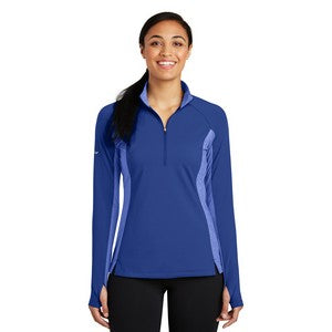 EMBROIDERED-Sport-Tek® Ladies' Sport-Wick® Stretch Contrast 1/2-Zip Pullover Sweatshirt