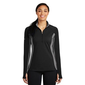 EMBROIDERED-Sport-Tek® Ladies' Sport-Wick® Stretch Contrast 1/2-Zip Pullover Sweatshirt
