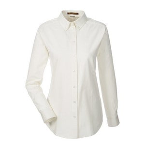EMBROIDERED- Ladies' Foundation 100% Cotton Long-Sleeve Twill Shirt with Teflon?