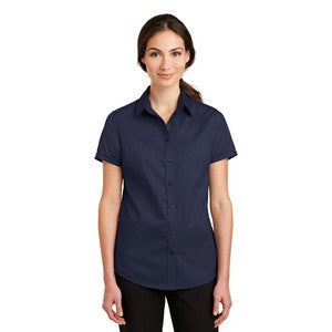 EMBROIDERED -Port Authority® SuperPro™ Short Sleeve Ladies Twill Shirt