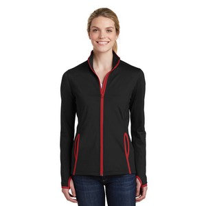 EMBROIDERED-Sport-Tek® Ladies' Sport-Wick® Stretch Contrast Full-Zip Jacket