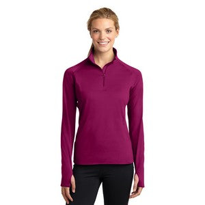 EMBROIDERED-Sport-Tek® Ladies' Sport-Wick® Stretch 1/2-Zip Pullover Sweatshirt
