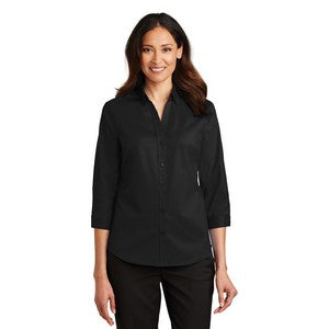 EMBROIDERED -Port Authority® SuperPro™ Ladies 3/4- Sleeve Twill Shirt