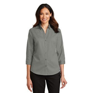 EMBROIDERED -Port Authority® SuperPro™ Ladies 3/4- Sleeve Twill Shirt