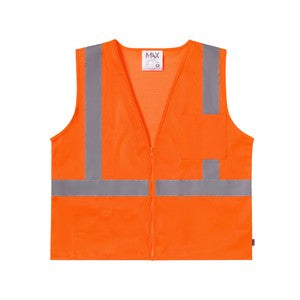 ANSI Class 2 Full-Zip Mesh Safety Vest with Pocket