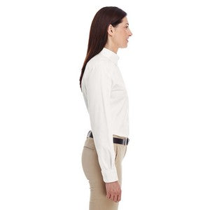 EMBROIDERED- Ladies' Foundation 100% Cotton Long-Sleeve Twill Shirt with Teflon?