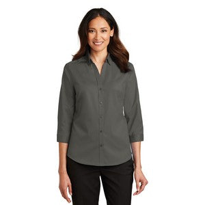 EMBROIDERED -Port Authority® SuperPro™ Ladies 3/4- Sleeve Twill Shirt