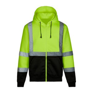 PRINTED Class 3 Full-Zip Safety Green Heavyweight Hoodies
