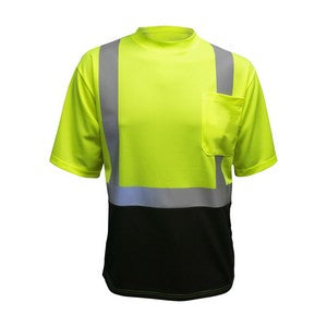 PRINTED ANSI Class 2 Moisture Wicking Black Bottom Short Sleeve Pocket Shirt
