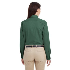EMBROIDERED- Ladies' Foundation 100% Cotton Long-Sleeve Twill Shirt with Teflon?