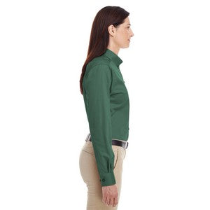 EMBROIDERED- Ladies' Foundation 100% Cotton Long-Sleeve Twill Shirt with Teflon?