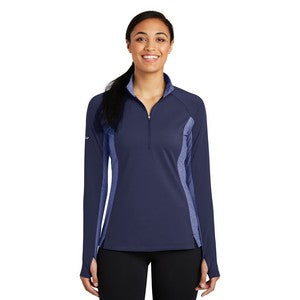 EMBROIDERED-Sport-Tek® Ladies' Sport-Wick® Stretch Contrast 1/2-Zip Pullover Sweatshirt