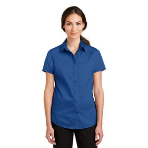 EMBROIDERED -Port Authority® SuperPro™ Short Sleeve Ladies Twill Shirt