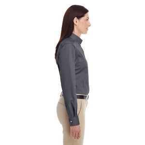 EMBROIDERED- Ladies' Foundation 100% Cotton Long-Sleeve Twill Shirt with Teflon?