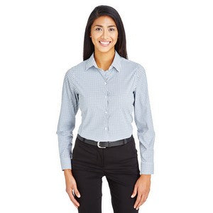 EMBROIDERED Devon and Jones CrownLux Performance? Ladies' Micro Windowpane Shirt