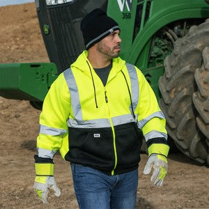 PRINTED Class 3 Full-Zip Safety Green Heavyweight Hoodies