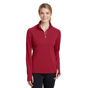 EMBROIDERED-Sport-Tek® Ladies' Sport-Wick® Textured 1/4-Zip Pullover Shirt