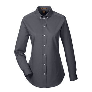 EMBROIDERED- Ladies' Foundation 100% Cotton Long-Sleeve Twill Shirt with Teflon?