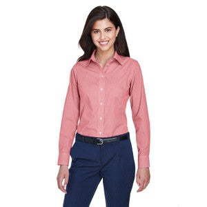 EMBROIDERED-Devon and Jones Ladies' Crown Woven Collection? Gingham Check