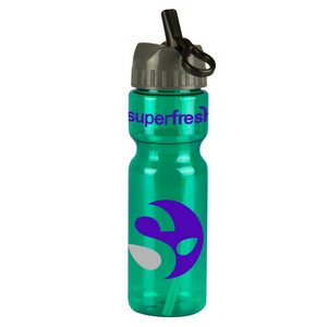 Champion 28 oz. Transparent Sports Bottle - Large Ring Straw Lid