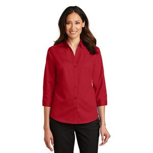 EMBROIDERED -Port Authority® SuperPro™ Ladies 3/4- Sleeve Twill Shirt
