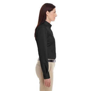 EMBROIDERED- Ladies' Foundation 100% Cotton Long-Sleeve Twill Shirt with Teflon?