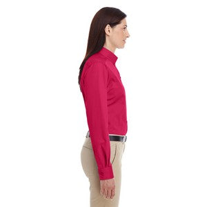 EMBROIDERED- Ladies' Foundation 100% Cotton Long-Sleeve Twill Shirt with Teflon?