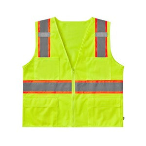 PRINTED Hi-Viz ANSI Class 2 Triple Trim Mesh Safety Vest with Pockets