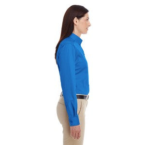 EMBROIDERED- Ladies' Foundation 100% Cotton Long-Sleeve Twill Shirt with Teflon?