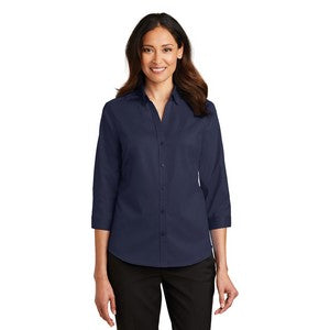 EMBROIDERED -Port Authority® SuperPro™ Ladies 3/4- Sleeve Twill Shirt