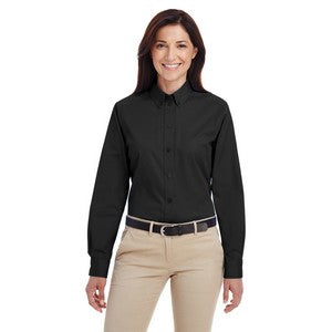 EMBROIDERED- Ladies' Foundation 100% Cotton Long-Sleeve Twill Shirt with Teflon?