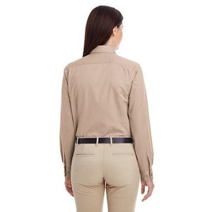 EMBROIDERED- Ladies' Foundation 100% Cotton Long-Sleeve Twill Shirt with Teflon?