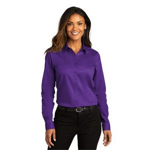 EMBROIDERED -Port Authority® Ladies Long Sleeve Super Pro™ React™ Twill Shirt