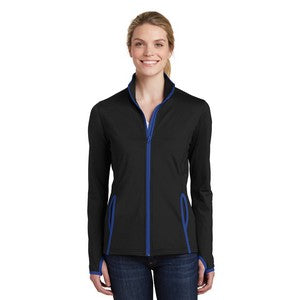 EMBROIDERED-Sport-Tek® Ladies' Sport-Wick® Stretch Contrast Full-Zip Jacket