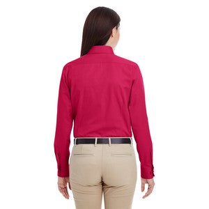EMBROIDERED- Ladies' Foundation 100% Cotton Long-Sleeve Twill Shirt with Teflon?
