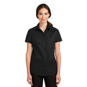 EMBROIDERED -Port Authority® SuperPro™ Short Sleeve Ladies Twill Shirt